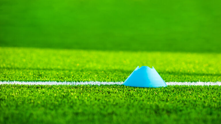 Soccer field with training materials horizontal.training soccer field.